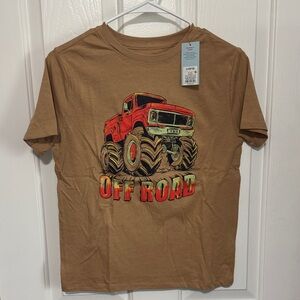 Cat & Jack Brown Tee with Red Off Road Truck Graphic